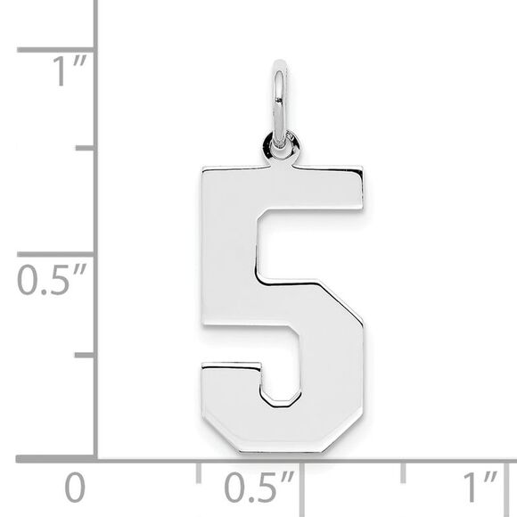 Sterling Silver, Athletic Collection, Large Polished Number 5 Pendant - Picture 4 of 5